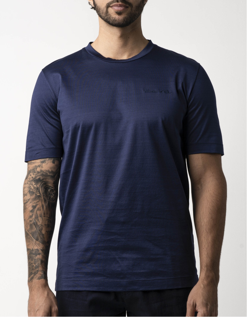Castello d'Oro Navy Blue T-shirt 100% Cotton Regular Fit image